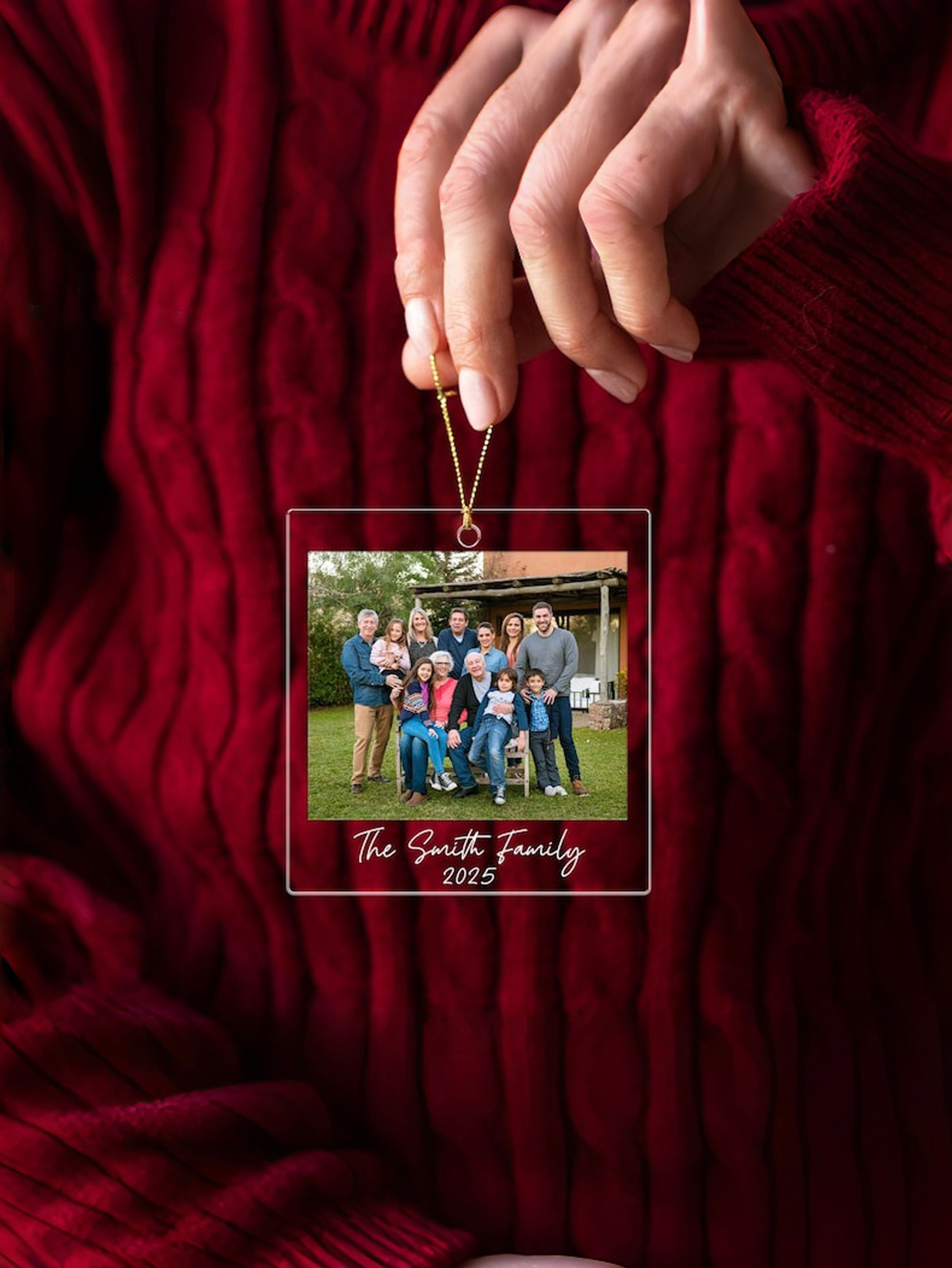 Custom Family Photo Christmas Ornament 2025: Large Family Christmas Keepsake, Picture Portrait Ornament Gift